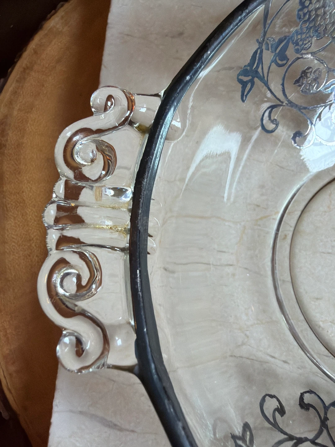 🌱Vintage Silver Overlay Glass Dish - photo 3