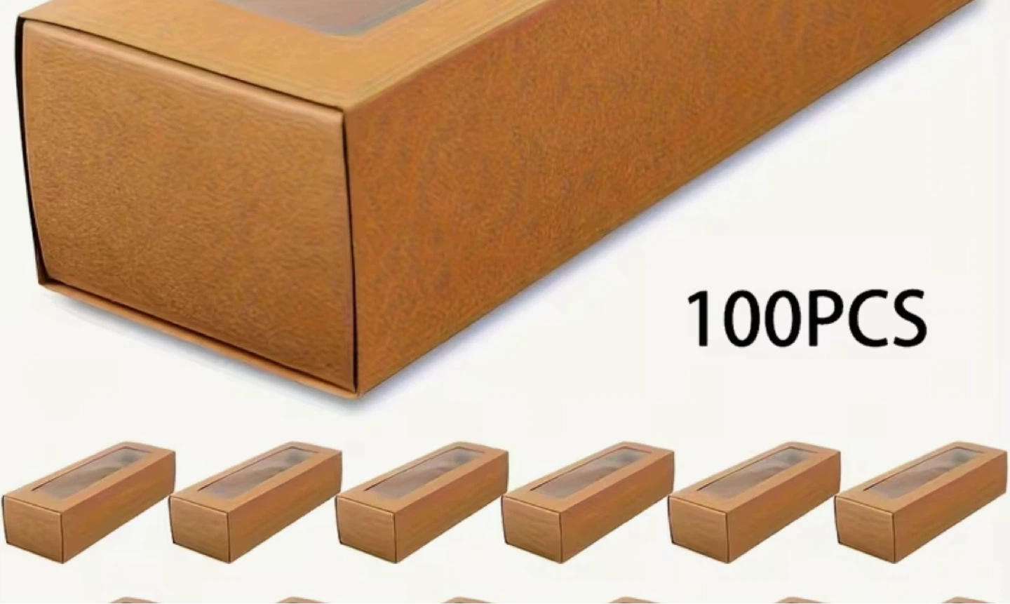 Kraft Paper Window Boxes for Pastries & Macarons (100 Count) - photo 2