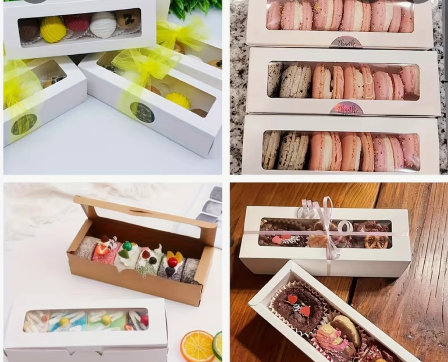 Kraft Paper Window Boxes for Pastries & Macarons (100 Count)