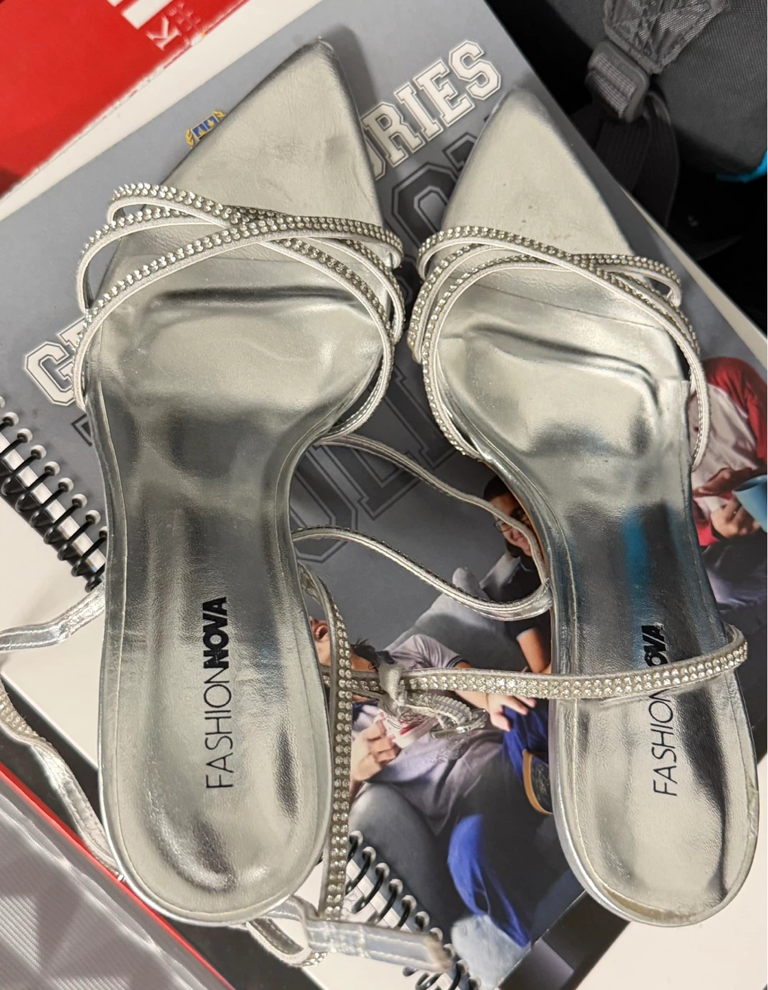 Fashion Nova Silver Rhinestone Heels