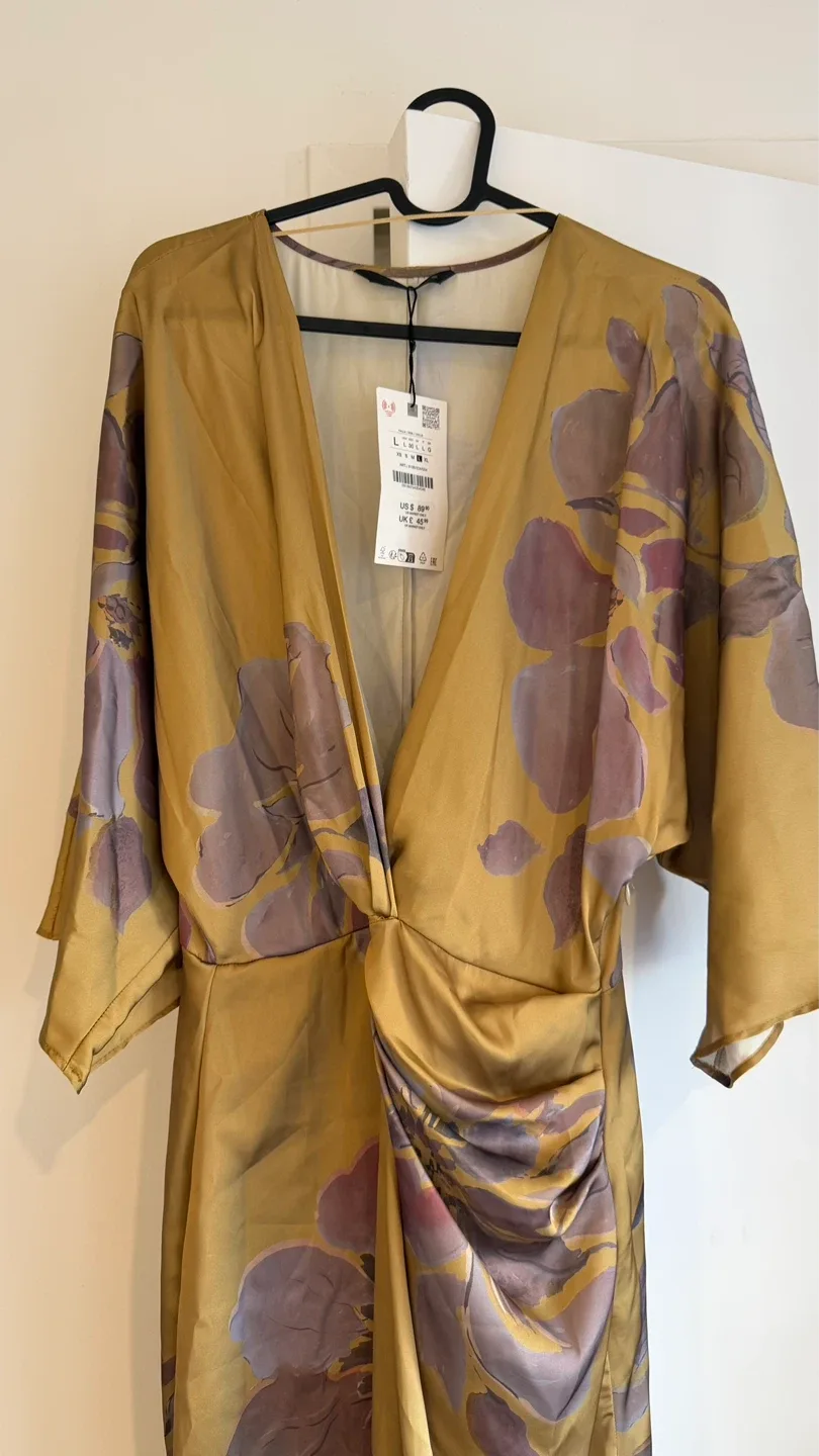 ZARA Satin Printed Midi Dress - photo 2