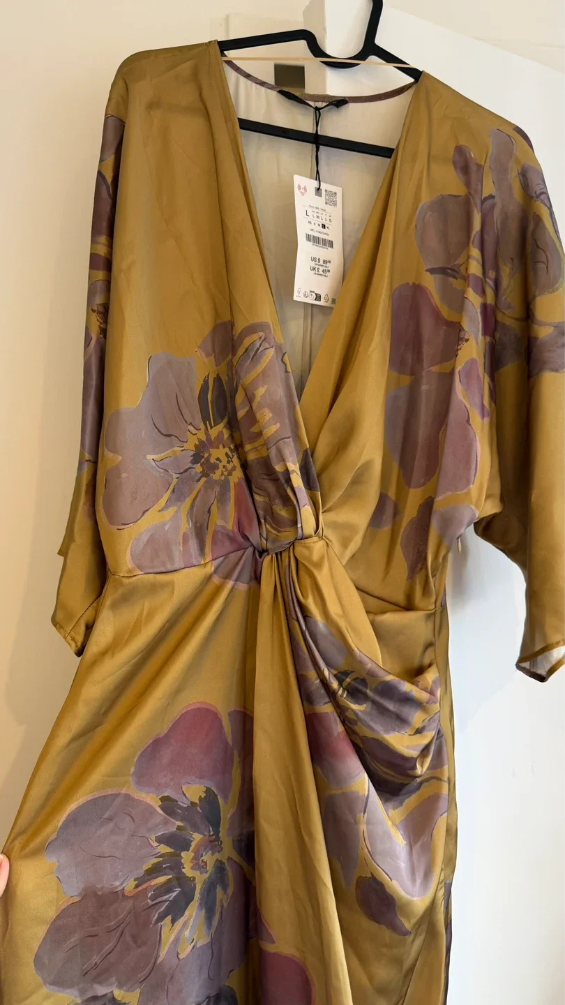 ZARA Satin Printed Midi Dress - photo 3