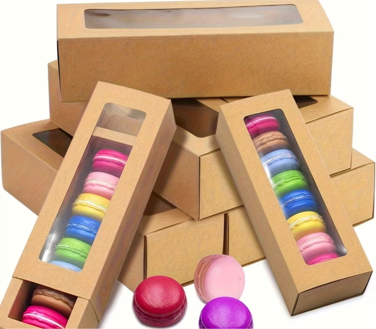 Kraft Paper Window Boxes for Pastries & Macarons (100 Count) - photo 5