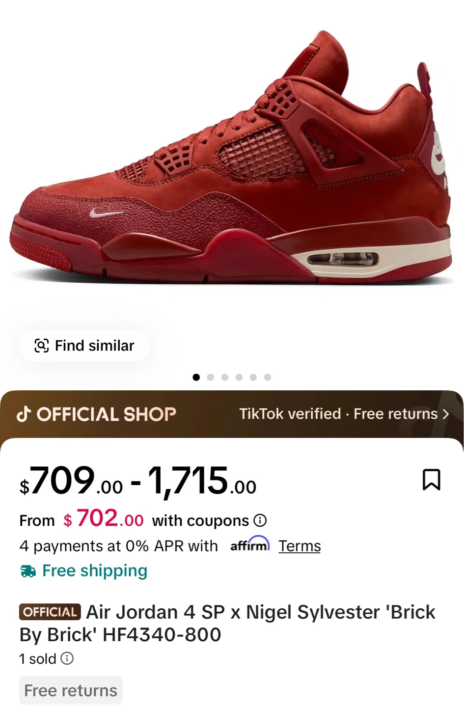 Air Jordan 4 SP x Nigel Sylvester "Brick By Brick" Sneakers - photo 5