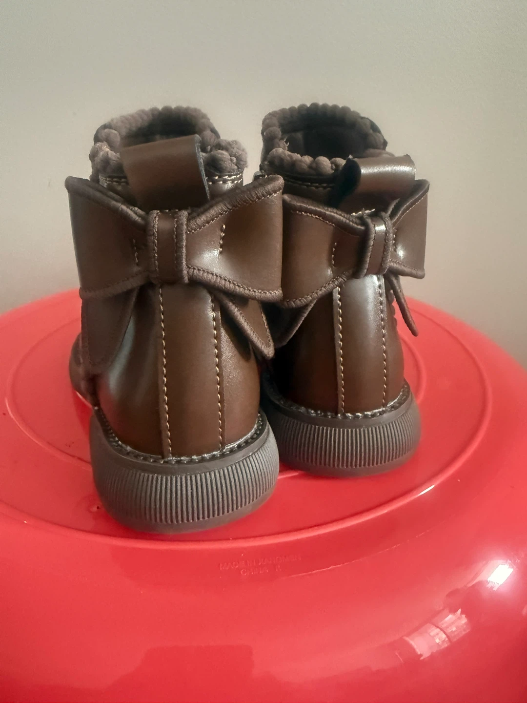 Brown Faux Leather Boots with Bows - Size 26 - photo 2