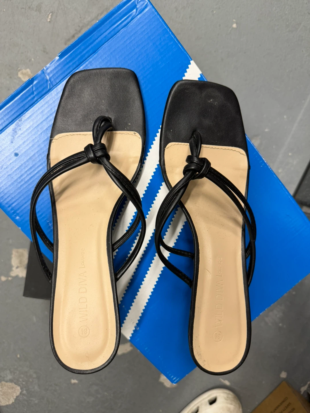 Wild Diva Black Strappy Square Toe Sandals