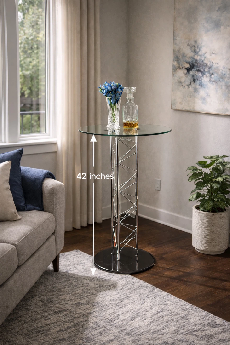 Round Glass Top Bar Table