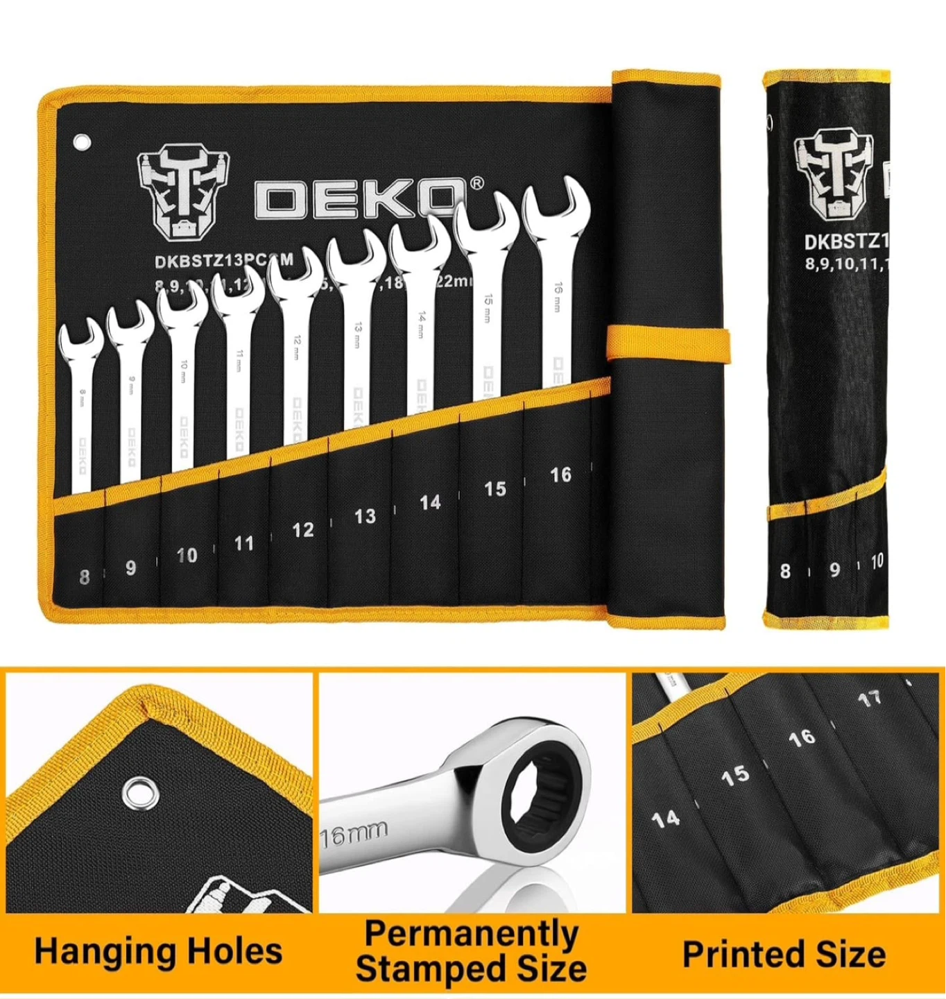 DEKO 13-Piece Metric Ratcheting Wrench Set (8mm-22mm) - photo 3
