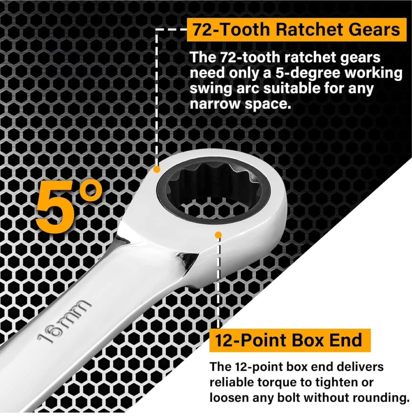 DEKO 13-Piece Metric Ratcheting Wrench Set (8mm-22mm) - photo 5