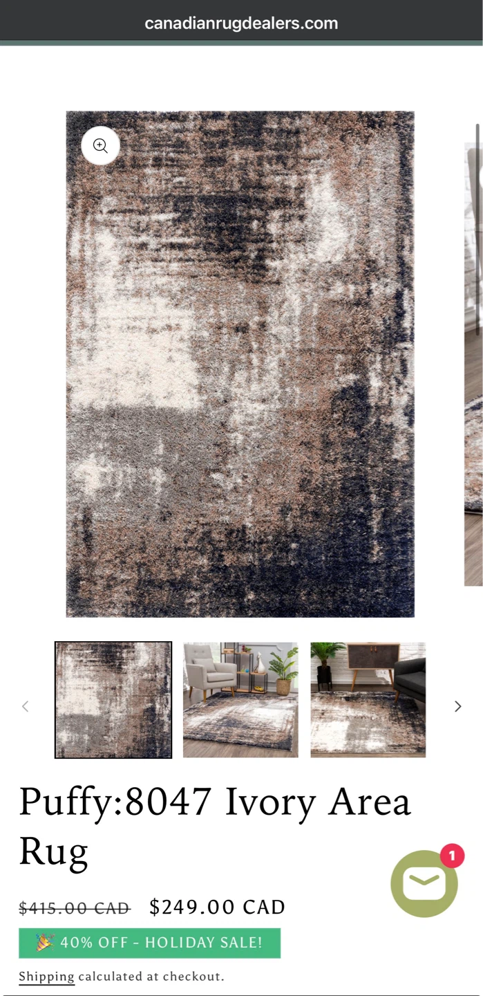 Like new- Puffy Area Rug - Ivory - photo 3