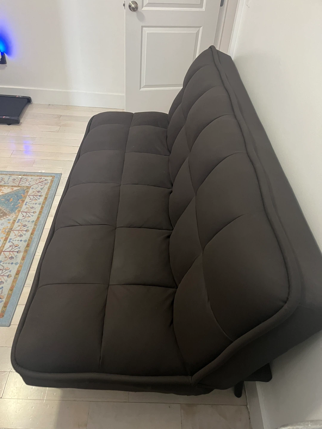 Dark Brown Tufted Futon Sofa Bed - photo 2