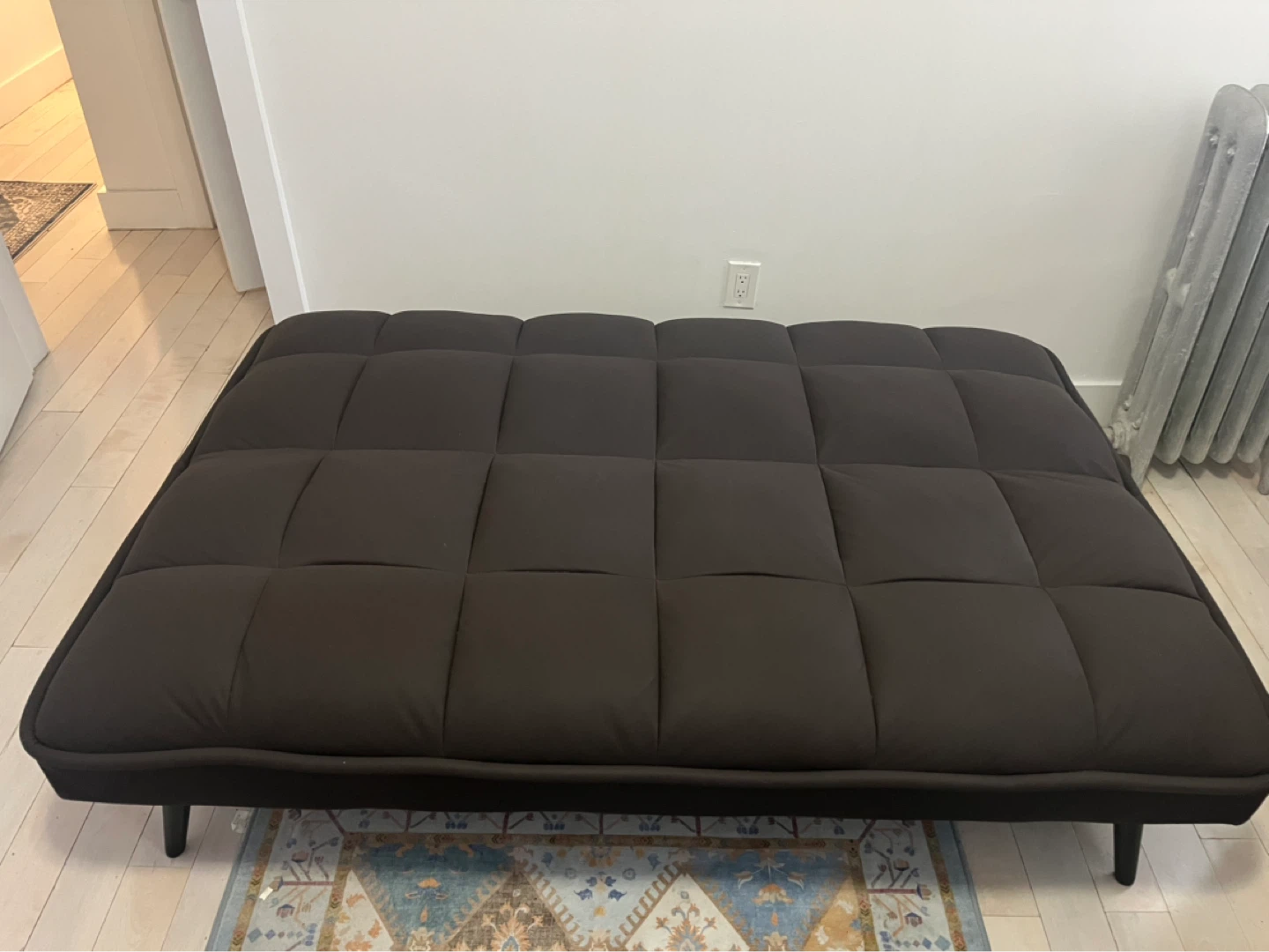 Dark Brown Tufted Futon Sofa Bed - photo 4