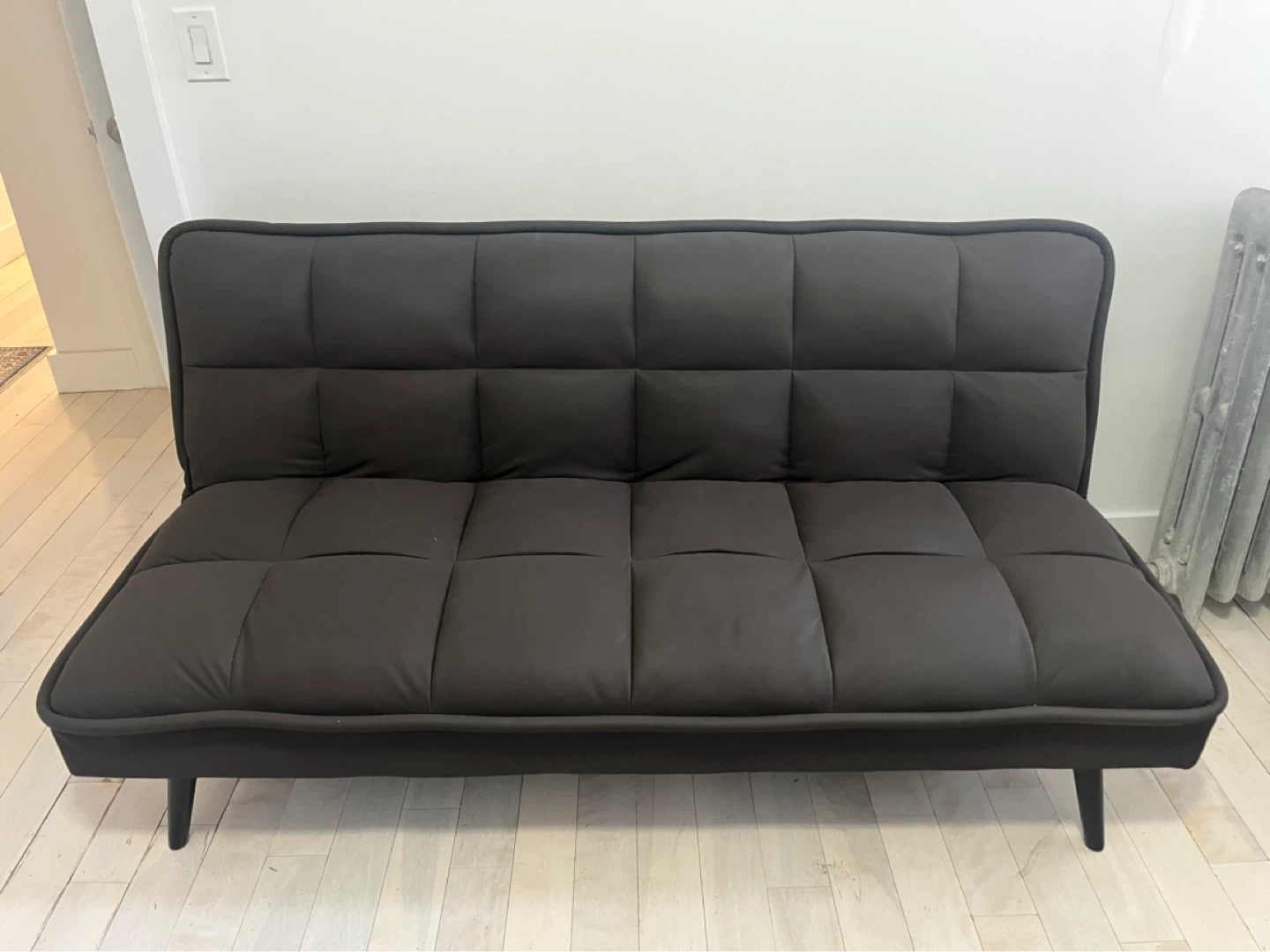 Dark Brown Tufted Futon Sofa Bed