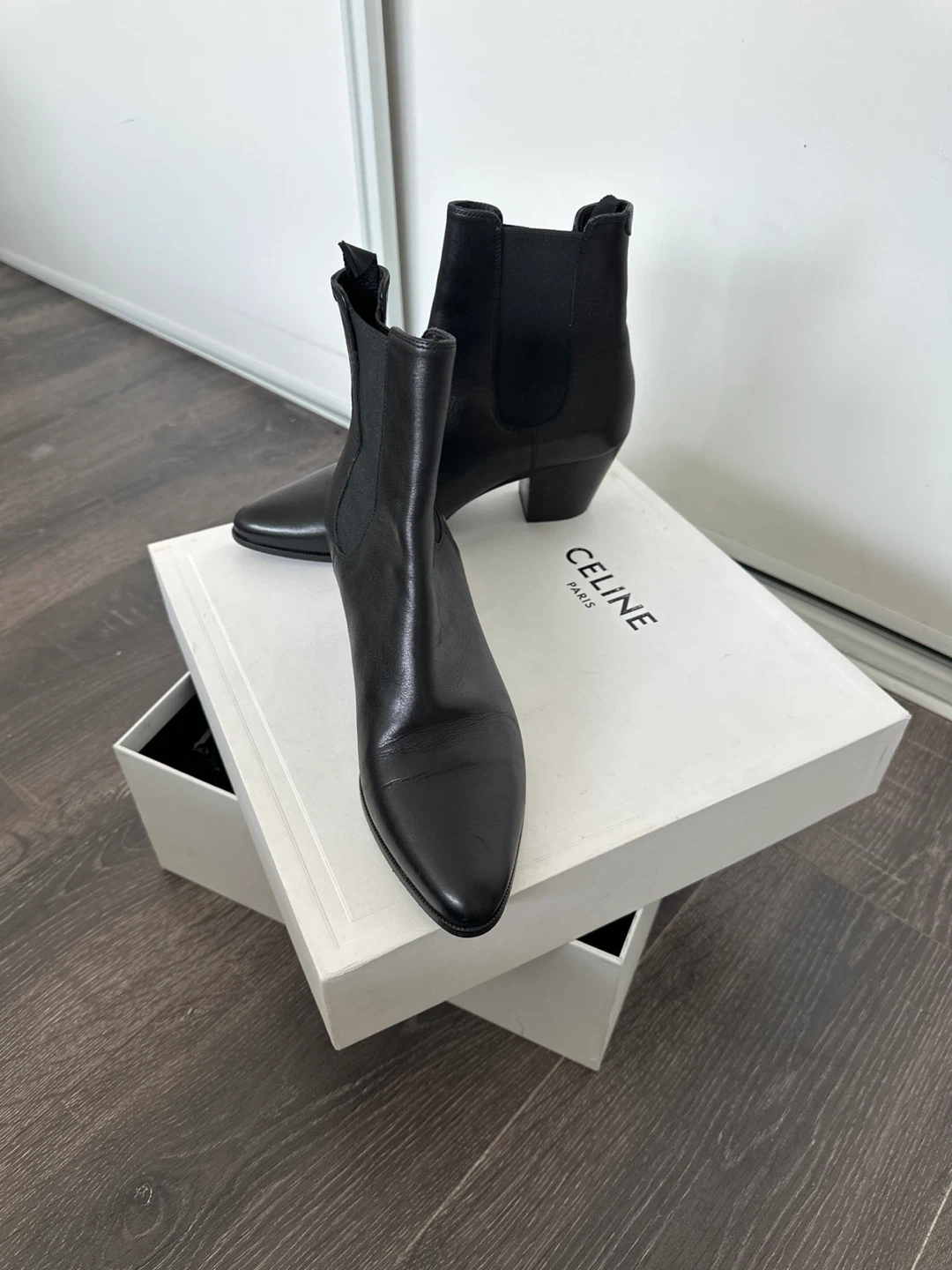 Celine Black Leather Chelsea Boots