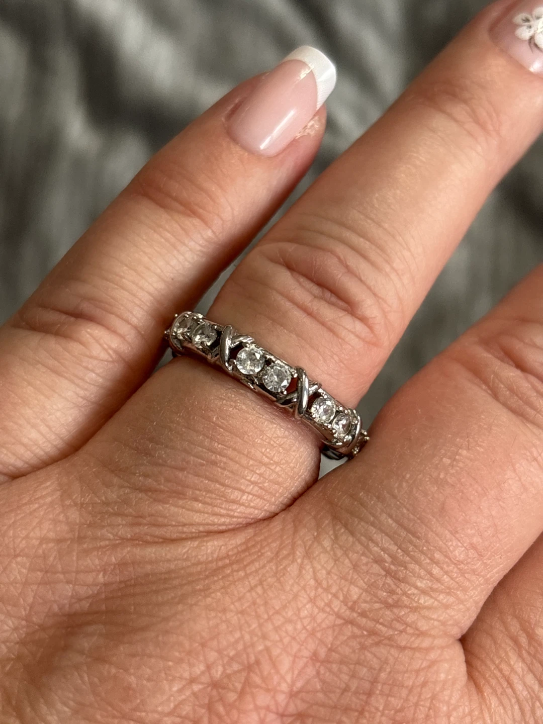Costume Silver Ring with Rhinestones