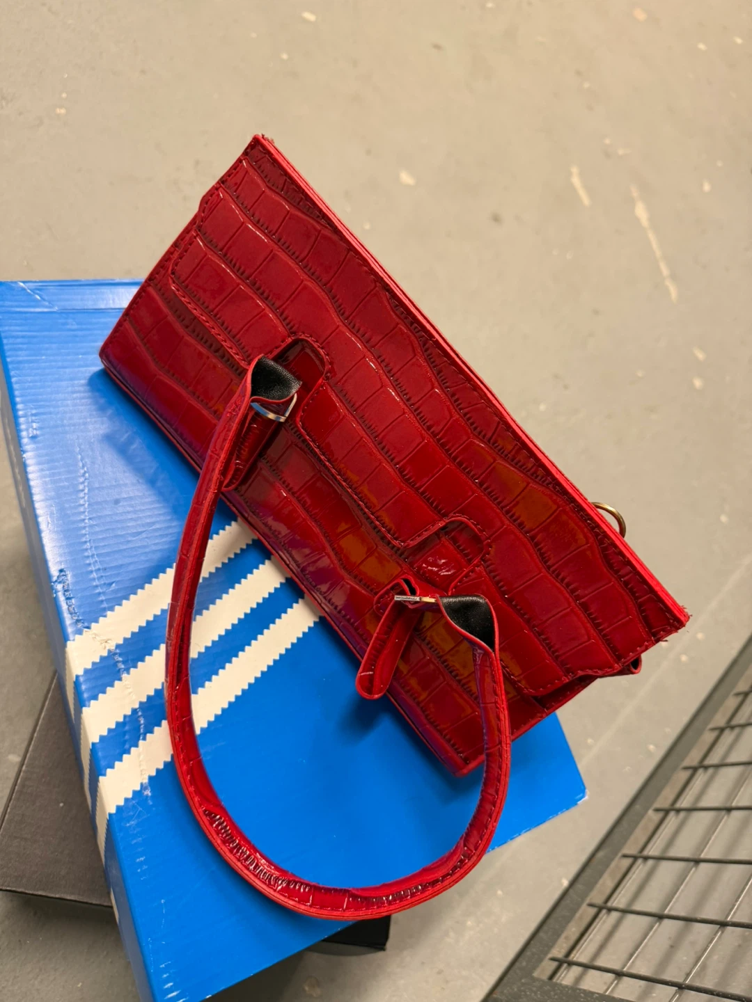 Red Croc Embossed Handbag