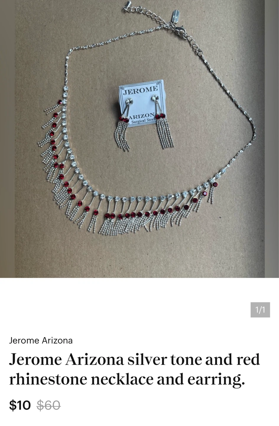 Jerome Arizona Silver Tone Necklace & Earrings Set