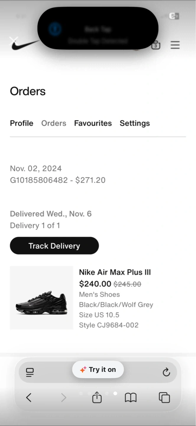 Nike Air Max Plus III Men's Shoes Black/Black/Wolf Grey US 10.5 - photo 5