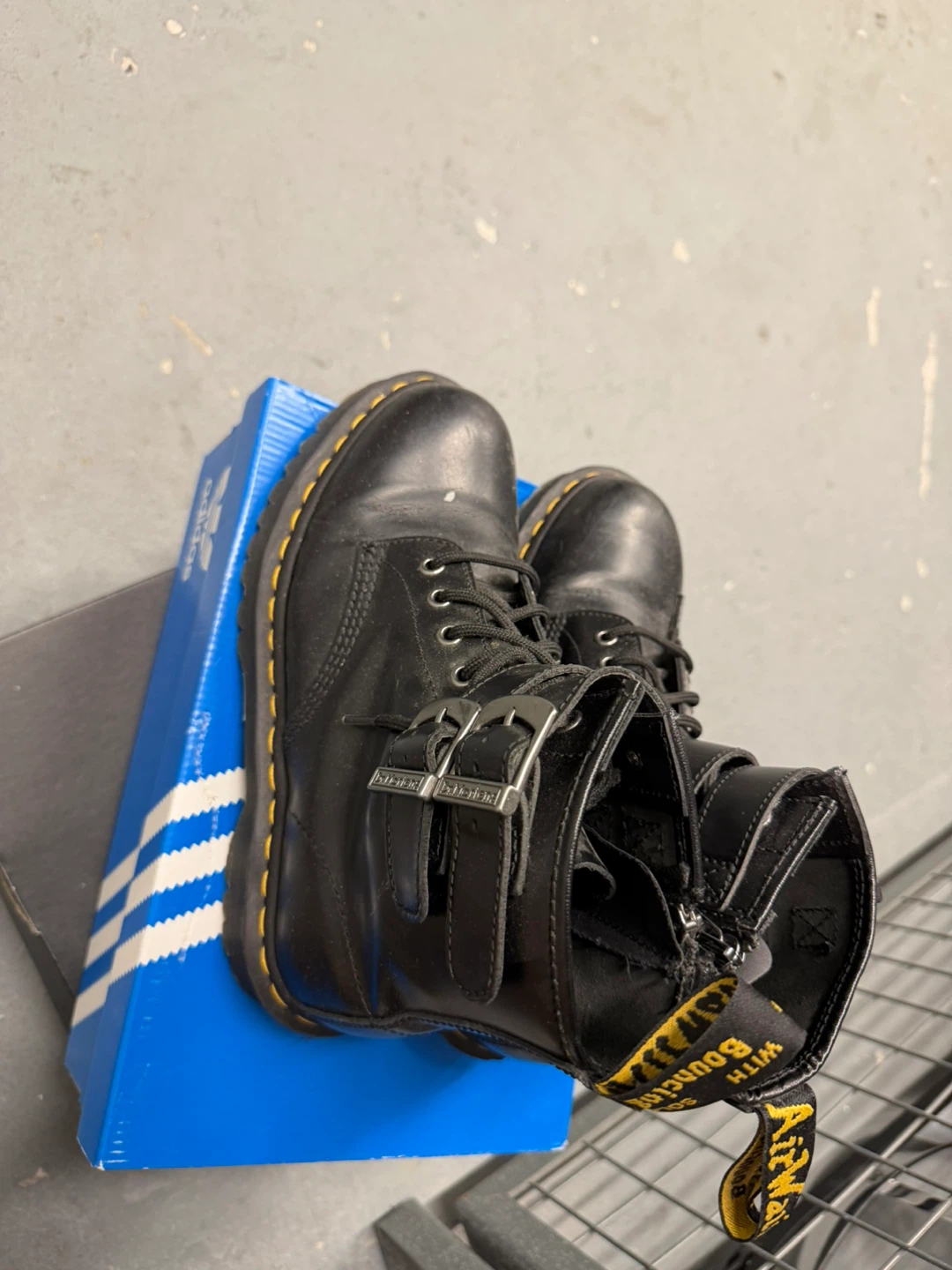 Dr. Martens Black Leather Boots with Buckle & Zip - photo 2