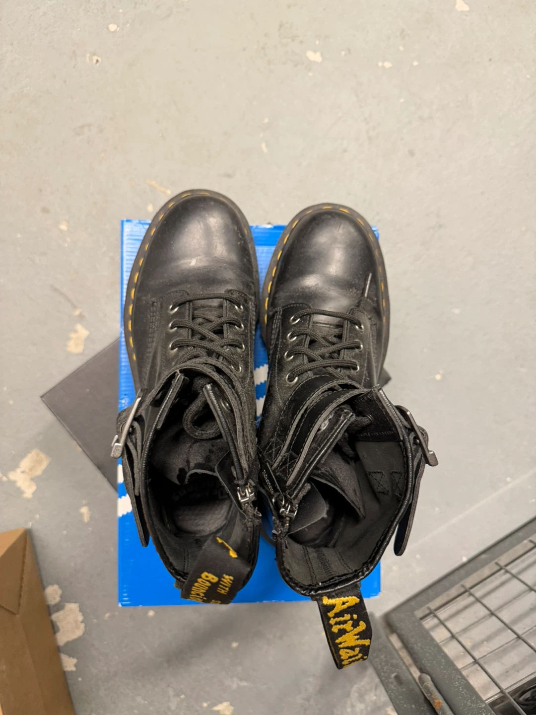 Dr. Martens Black Leather Boots with Buckle & Zip