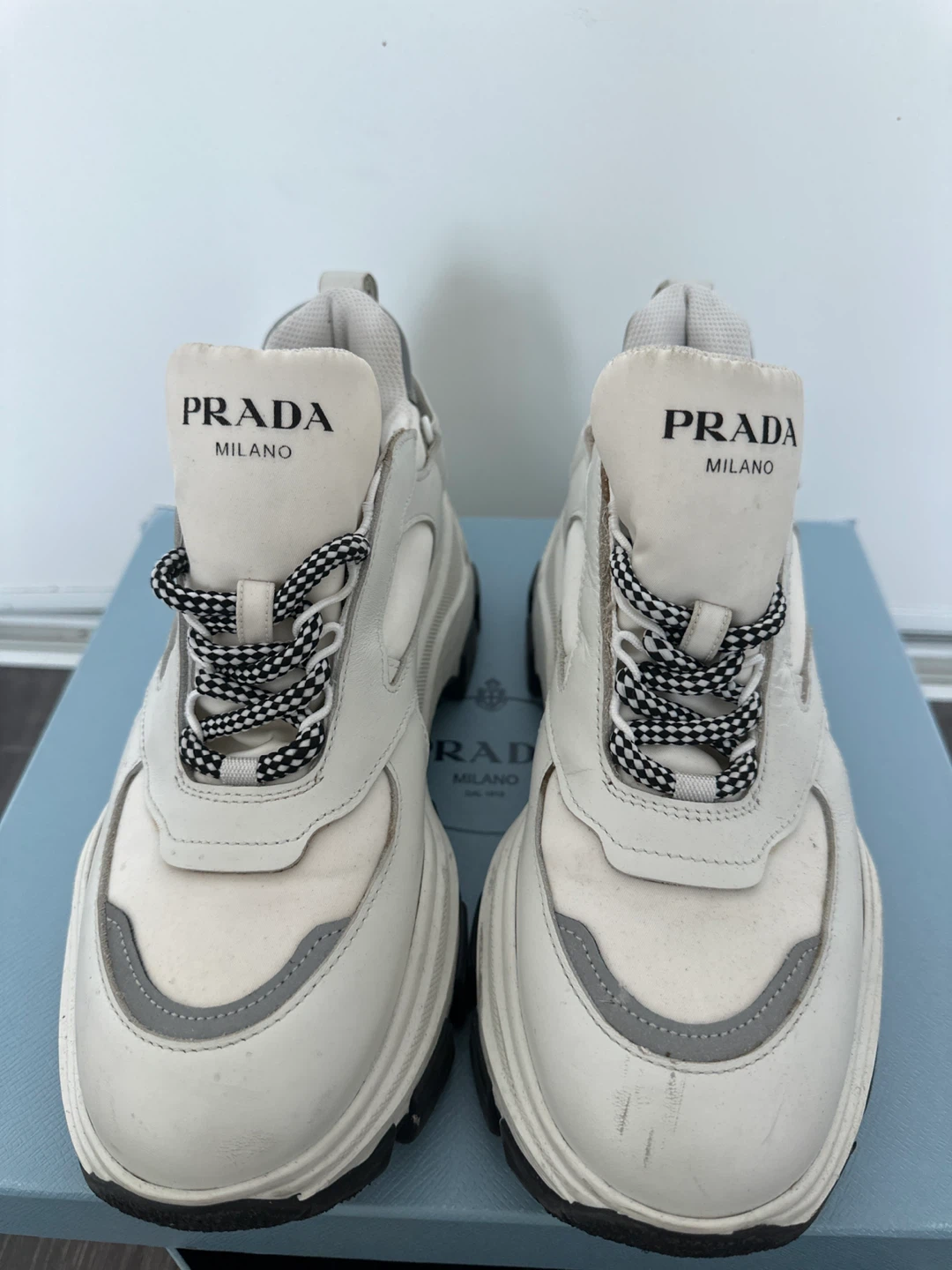Prada Milano Women's White Leather Chunky Sneakers - photo 2