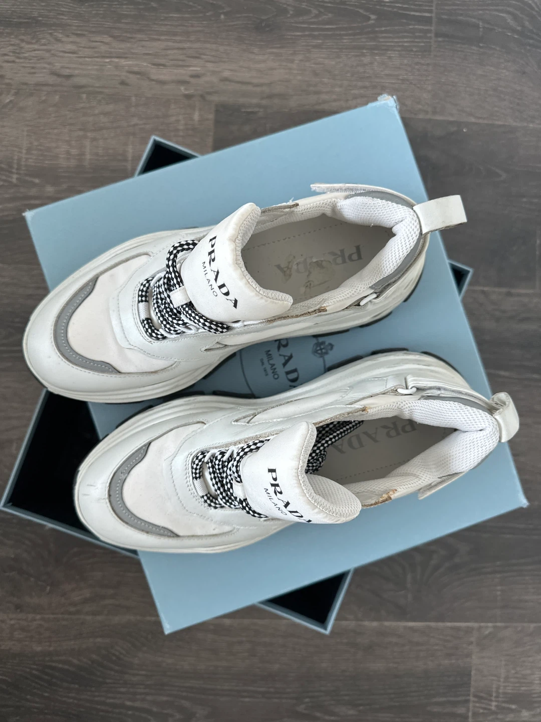 Prada Milano Women's White Leather Chunky Sneakers - photo 3