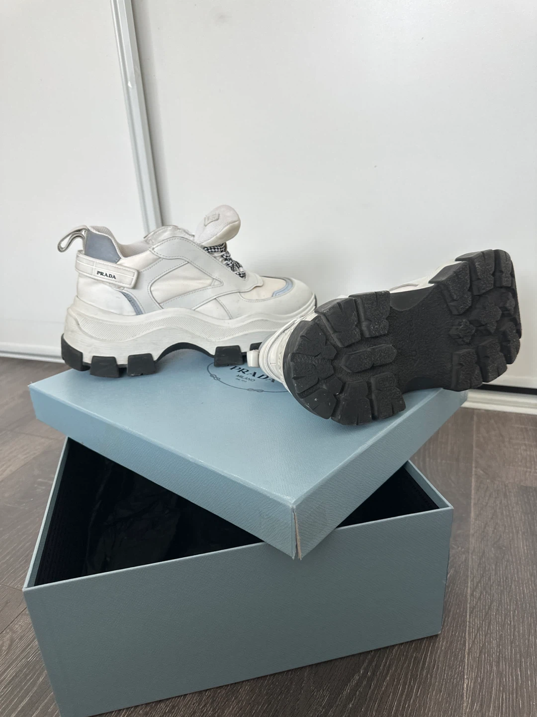 Prada Milano Women's White Leather Chunky Sneakers - photo 5