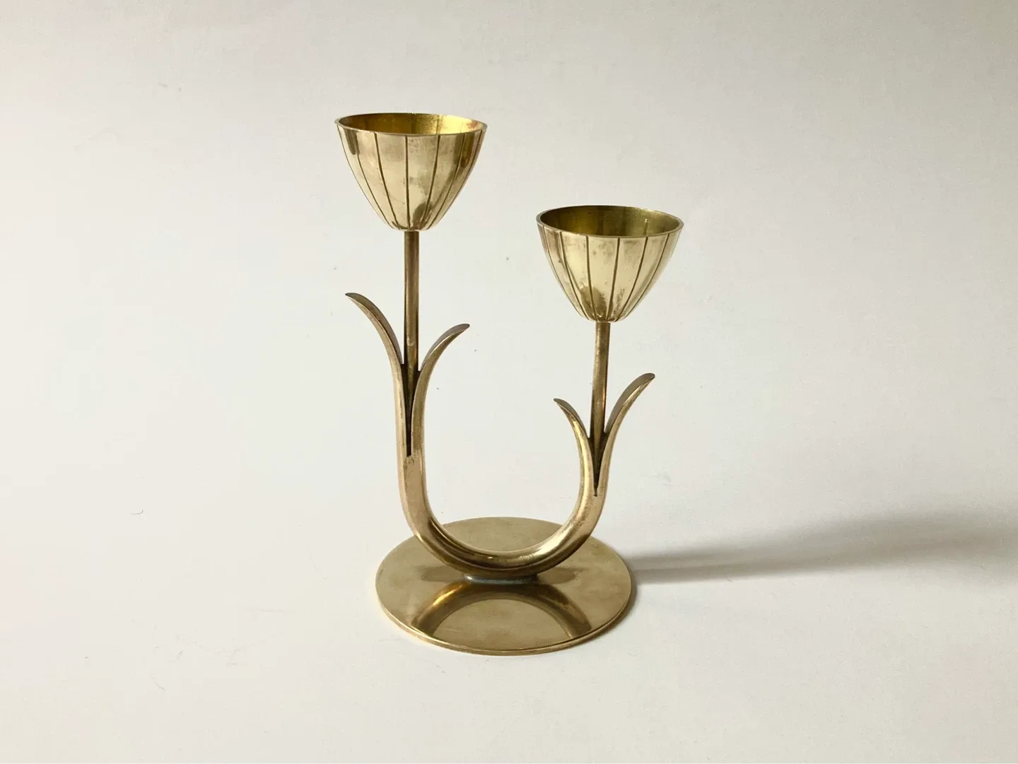 Vintage MCM Brass Tulip Candleholder by Gunnar Ander