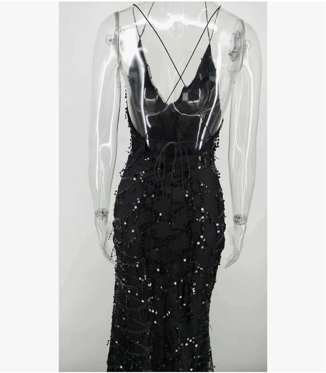Sexy Black Sequin Maxi Dress Club Gown - photo 5