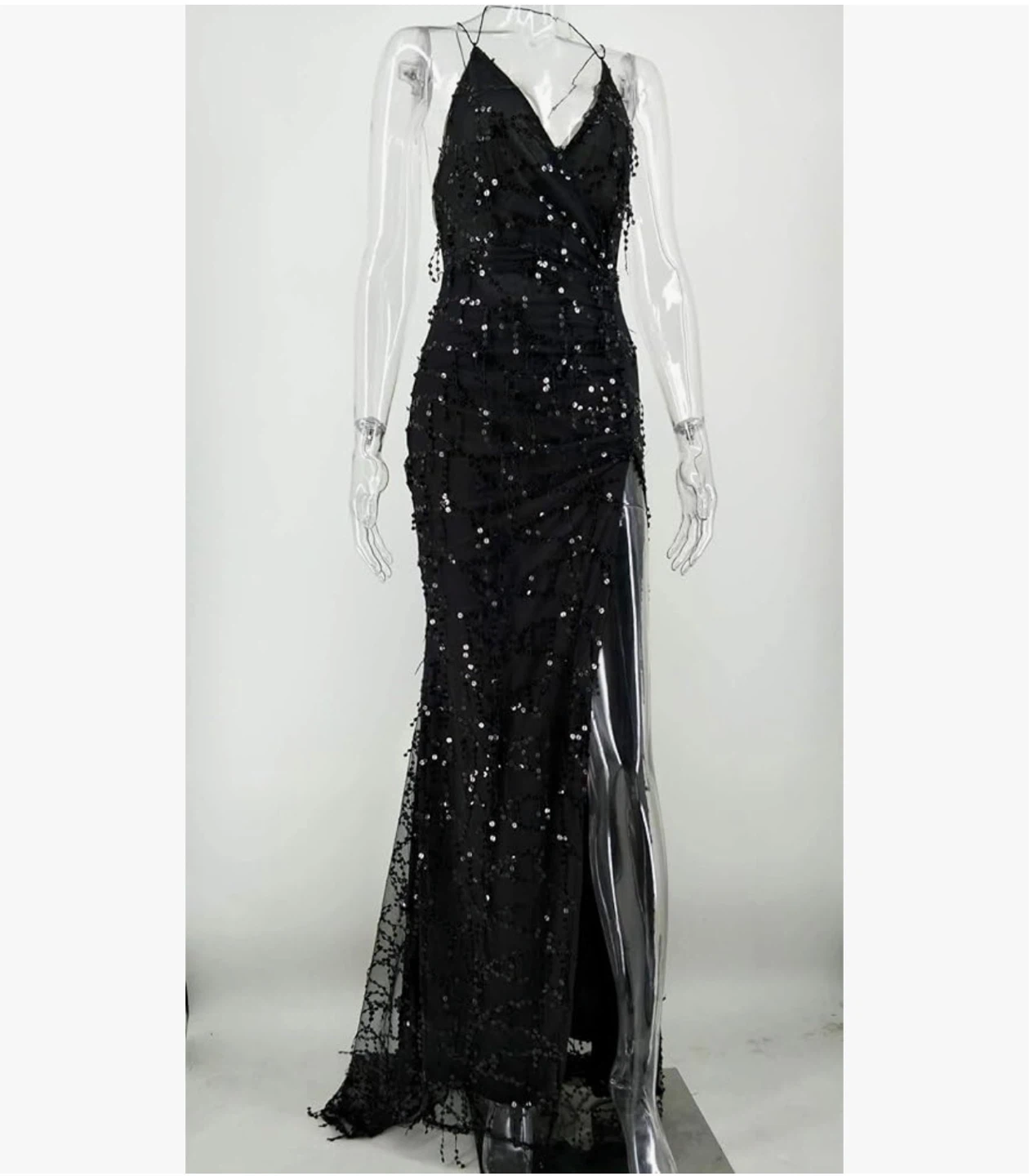 Sexy Black Sequin Maxi Dress Club Gown - photo 4