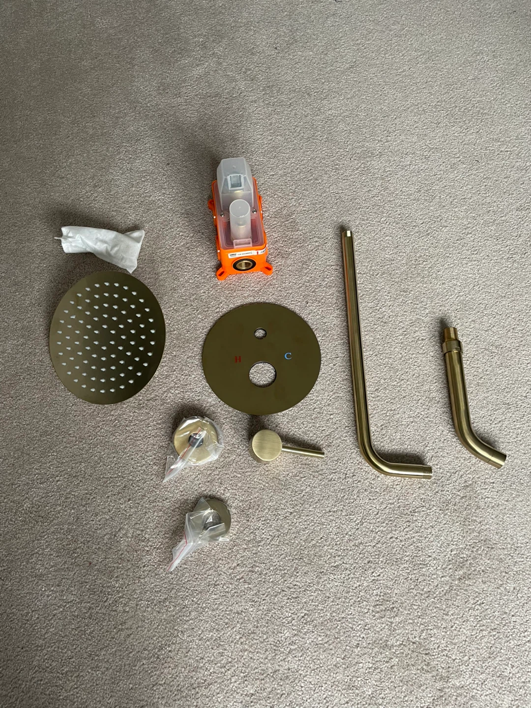 Brushed Gold Shower and Faucet Set