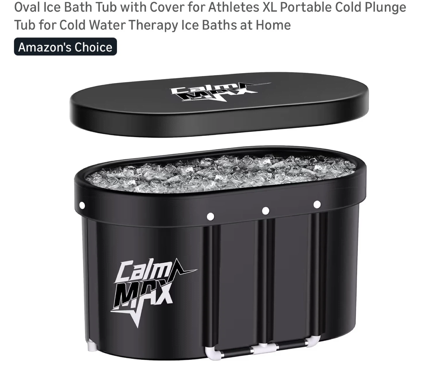 CalmMax Oval Portable Ice Bath Tub with Cover - XL B01
