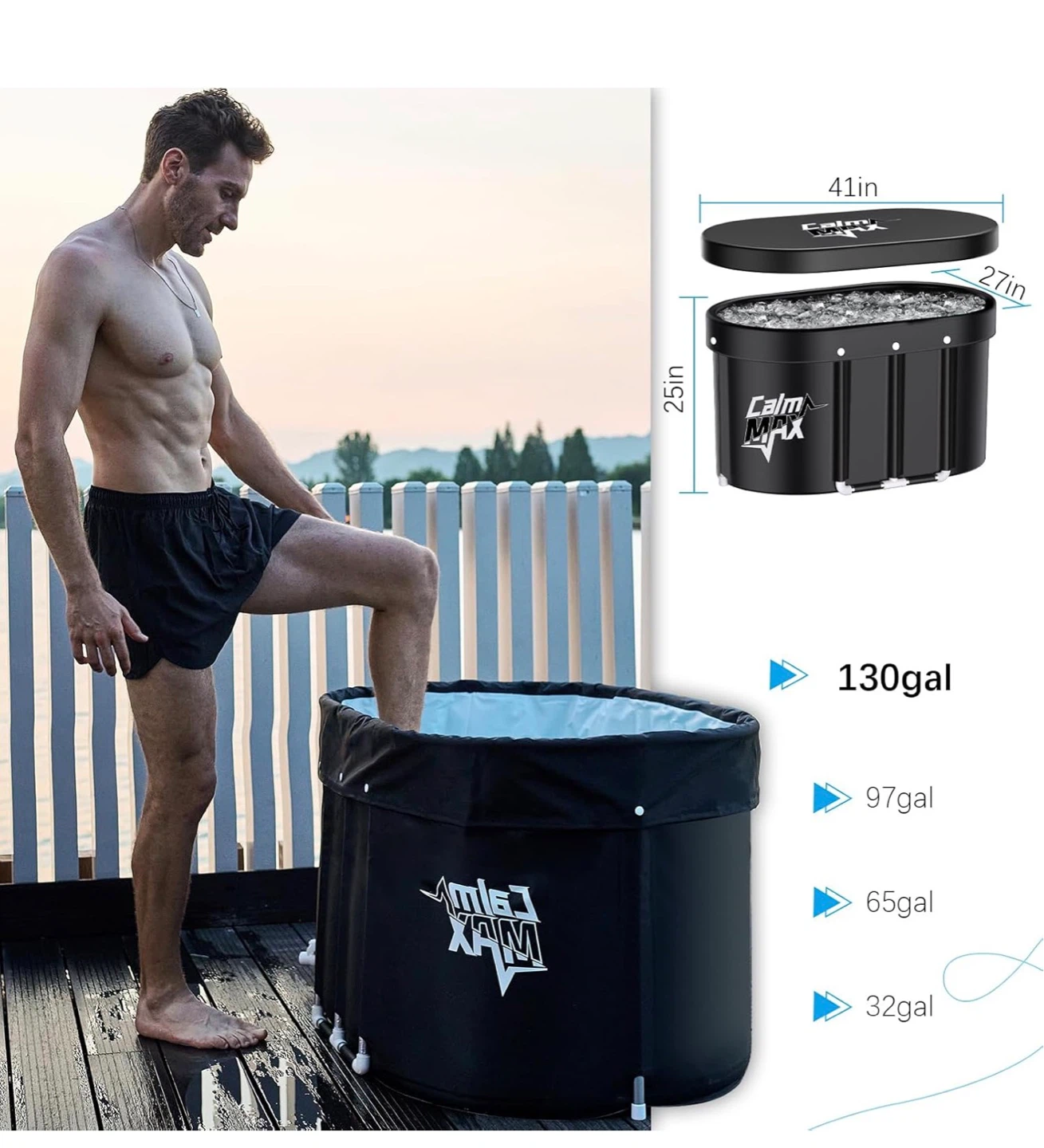 CalmMax Oval Portable Ice Bath Tub with Cover - XL B01 - photo 4