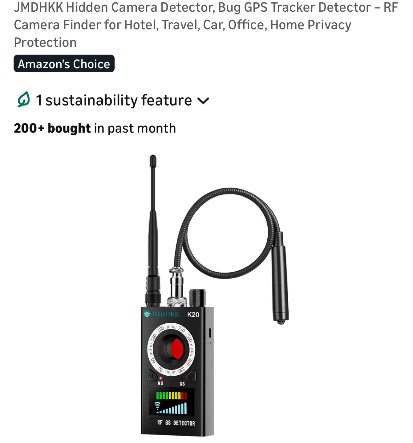 K20 Hidden Camera & Signal Detector H30