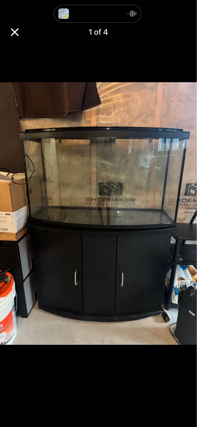 Bow  Aquarium with Black Cabinet