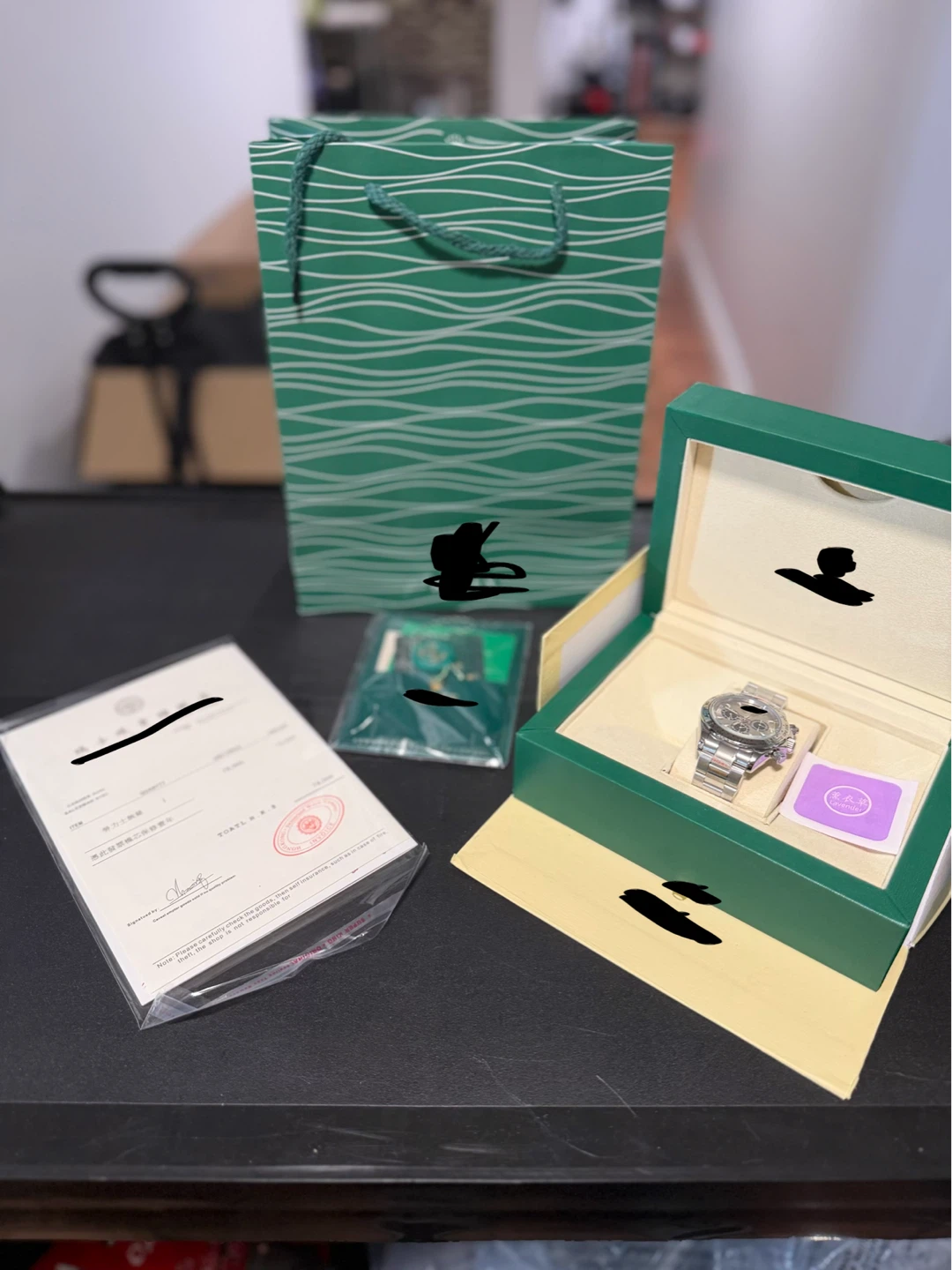 Luxury Silver Chronograph Watch – Full Set
