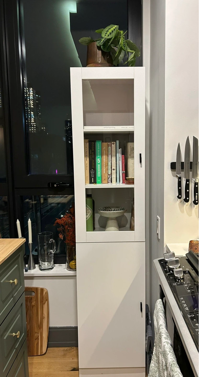 White Tall Storage Cabinet with Glass Door - photo 4