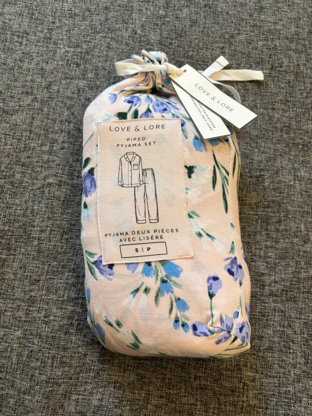 Love & Lore Piped Pyjama Set - Pink Floral - Size S