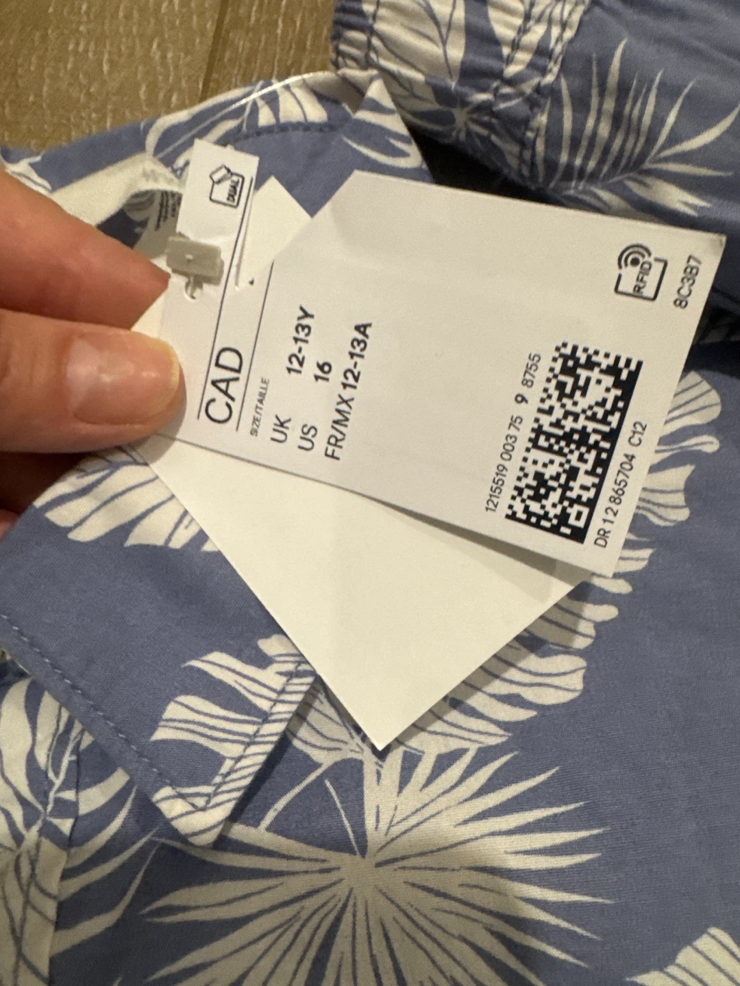 H&M Blue Leaf Print Shirt and Shorts Set - Size 12-13Y - photo 2