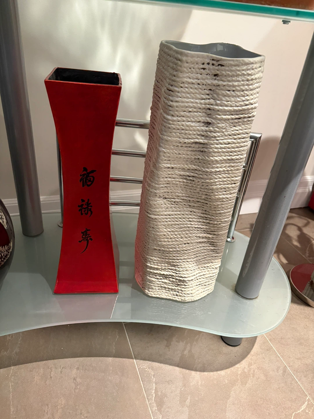 Red and Beige Decorative Vases