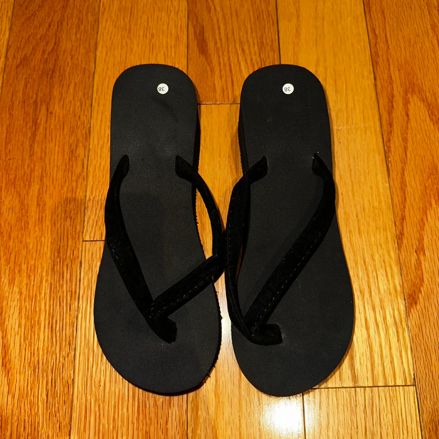 Black Wedge Flip Flops US 6