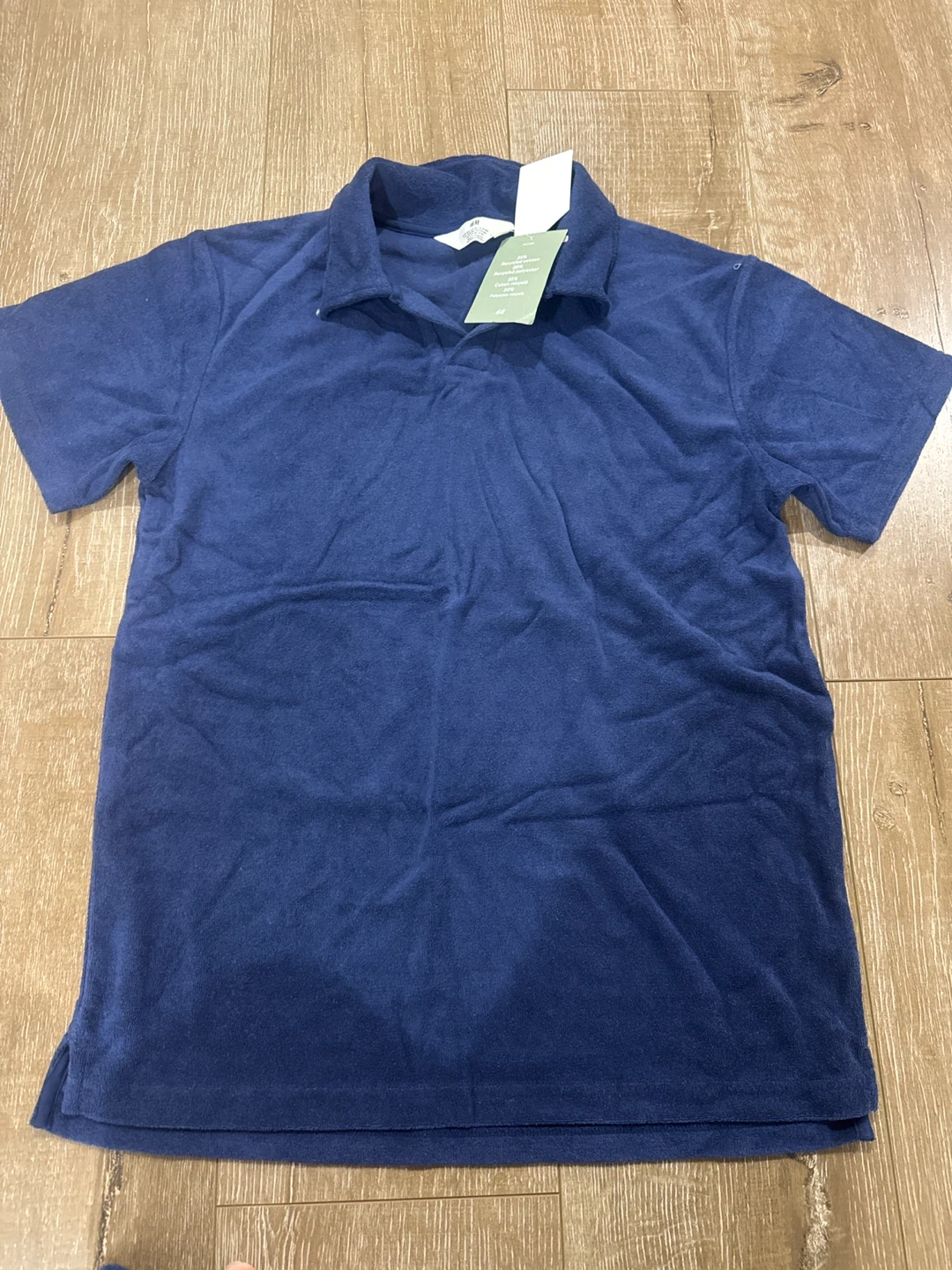 H&M Blue Terry Polo Shirt and Shorts Set - photo 3