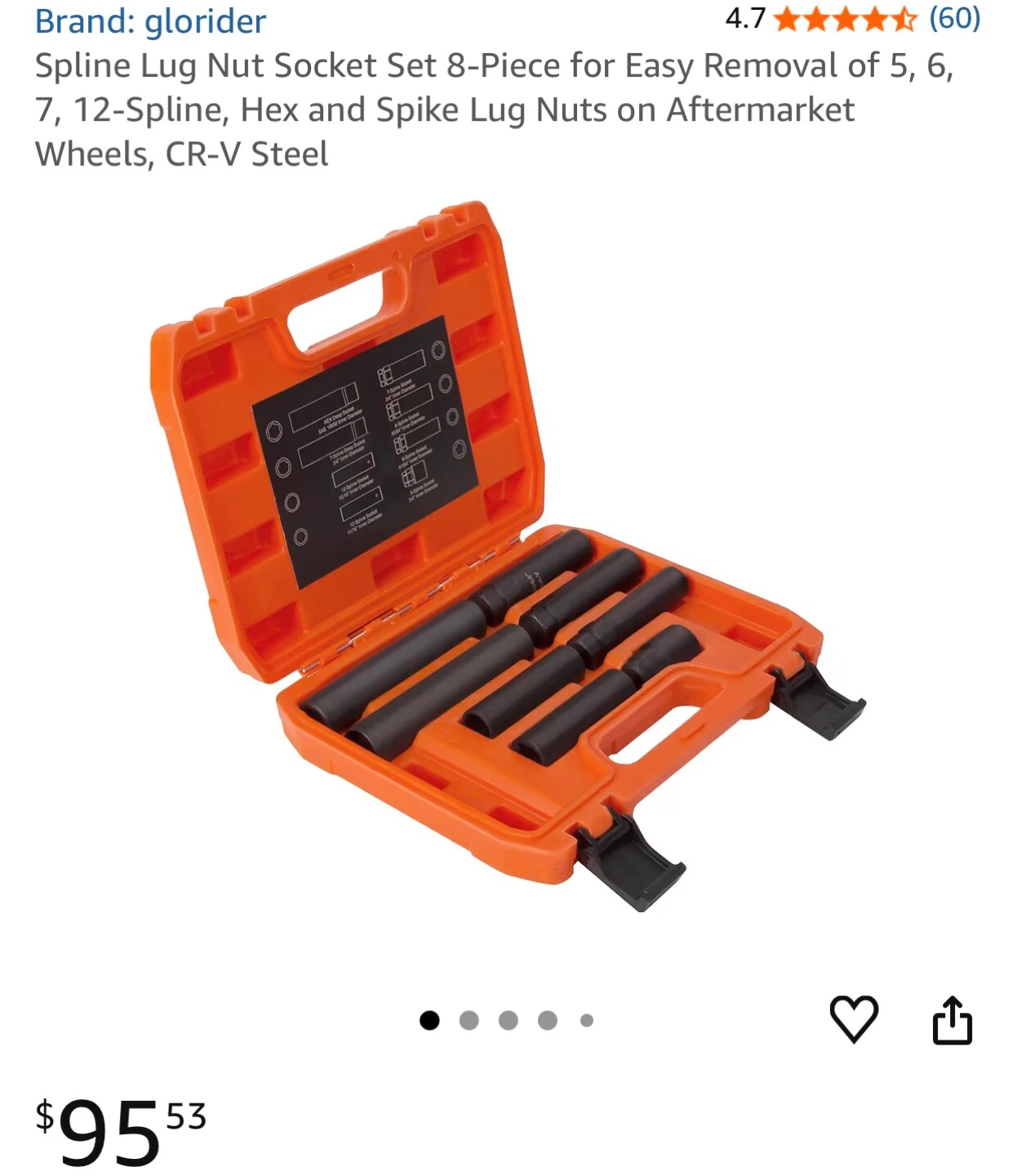 Glodider Spline Lug Nut Socket Set 8-Piece