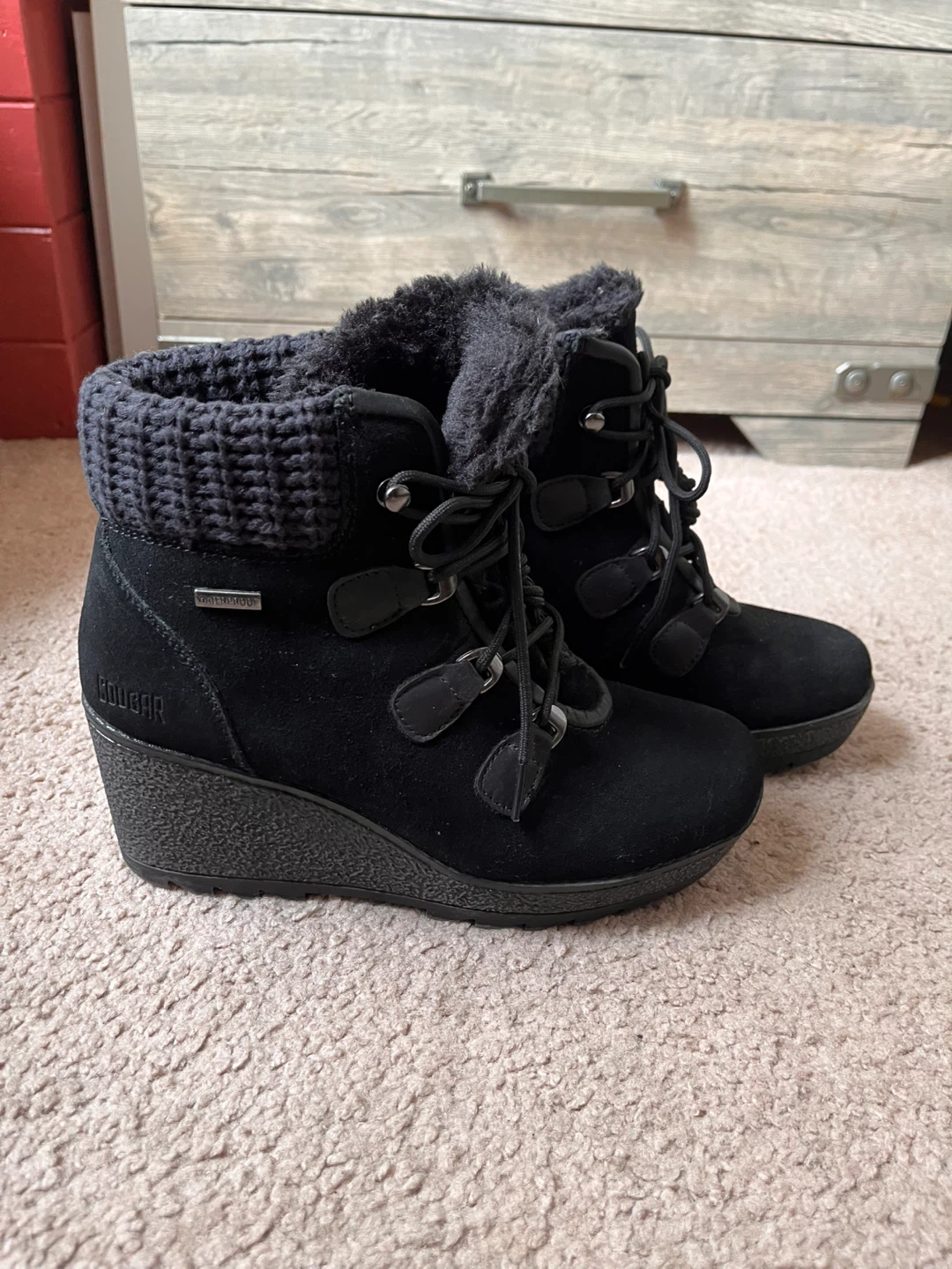Cougar Black Suede Wedge Winter Boots - photo 3