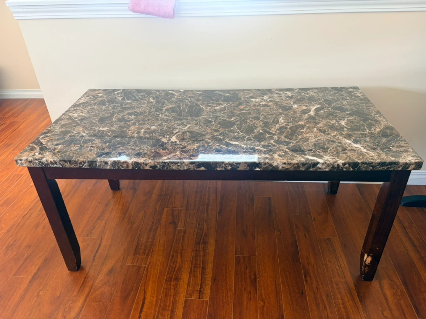 Coffee table set ,Marble Top  with Dark Wood Base