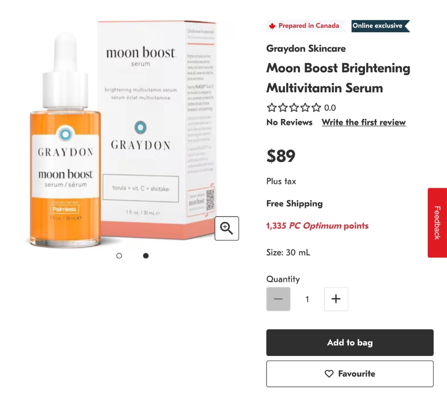 Graydon Skincare Moon Boost Brightening Multivitamin Serum 30 mL