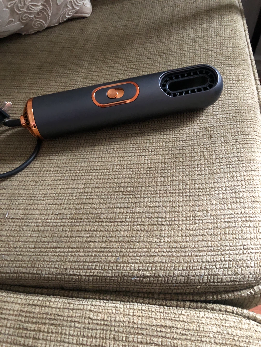 Dark Grey Hair Straightener Brush with Rose Gold Accents