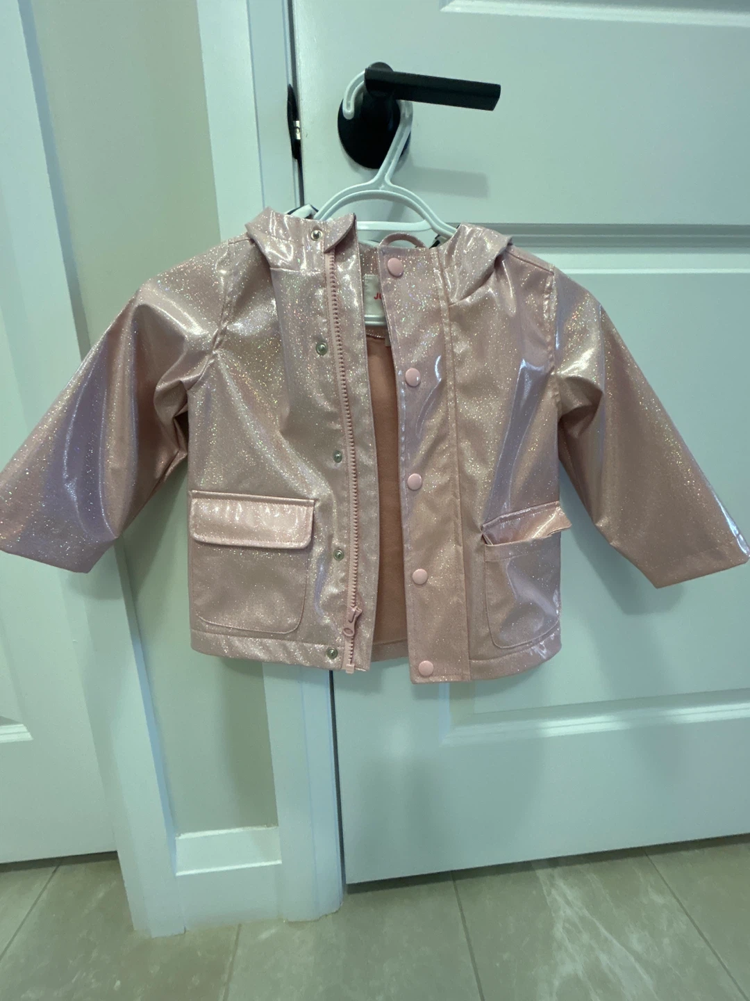 Girls' Pink Glitter Rain Jacket Size 2