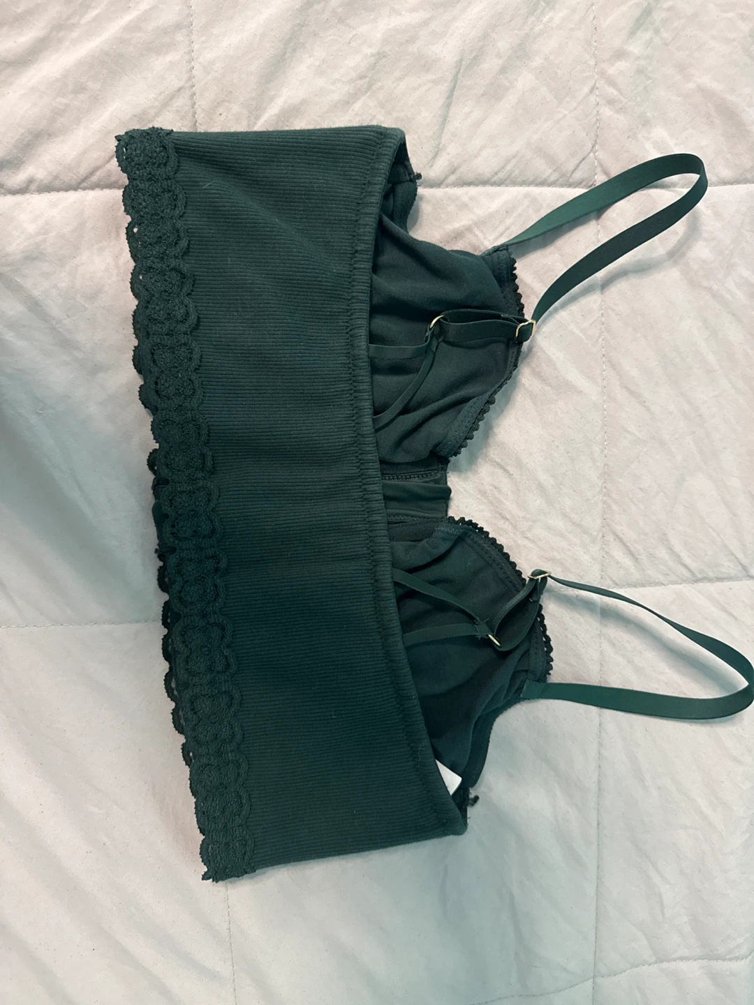 Dark Green Lace Trim Bralette - photo 2