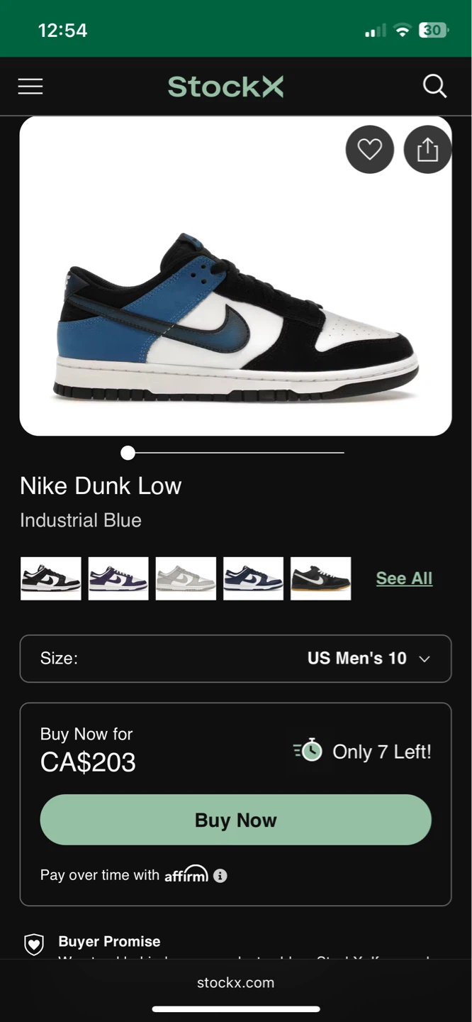 Nike Dunk Low Industrial Blue US Men's 10